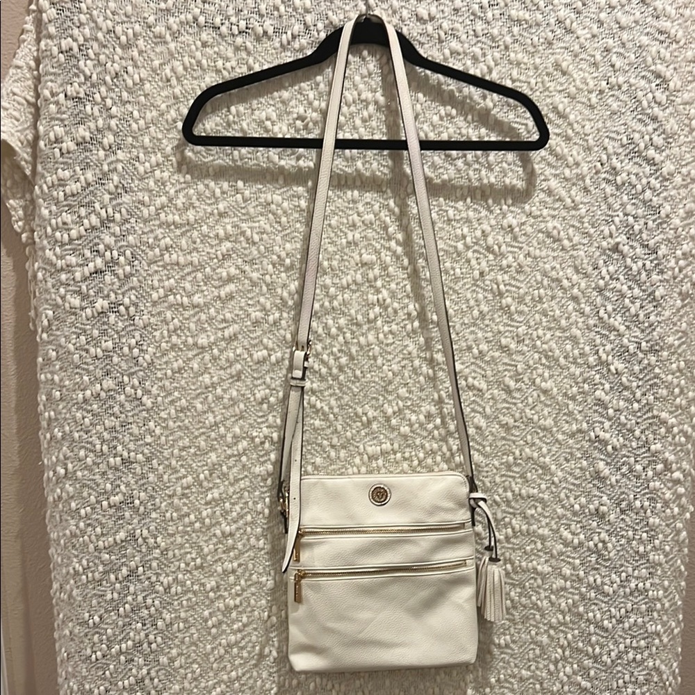 Anne Klein Elegant Leather White Crossbody Bag